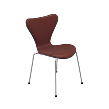 7'er stol i farvet ask, frontpolstret læder (3107)